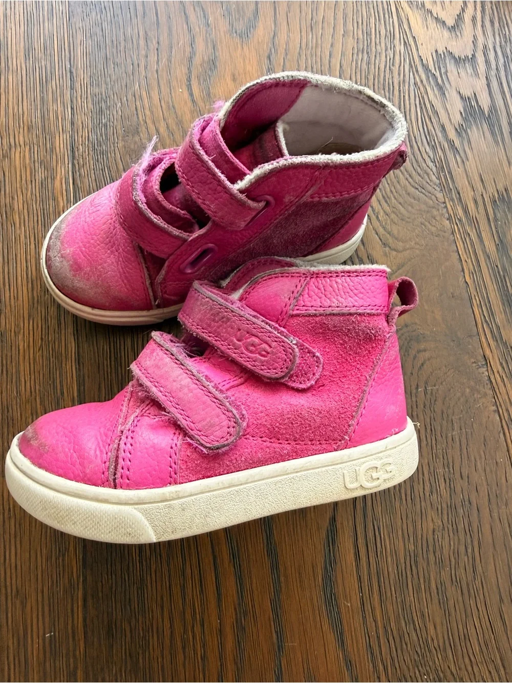 UGG Kids' leather Pink Hi-Top Sneakers
